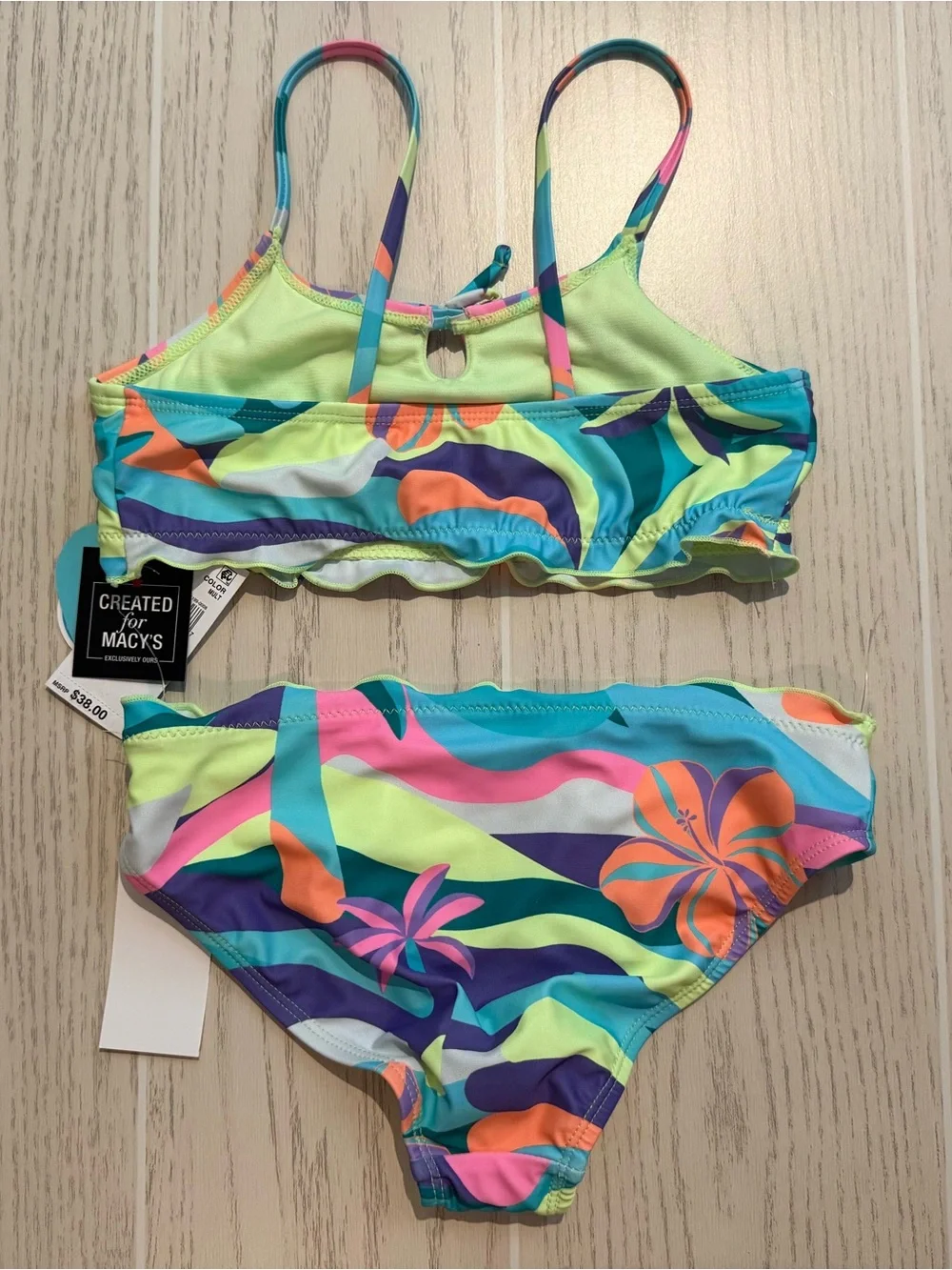 Breaking Waves Girls 8 Tropical Floral‎ 2 Piece Bikini Swimsuit NWT UPF 50+